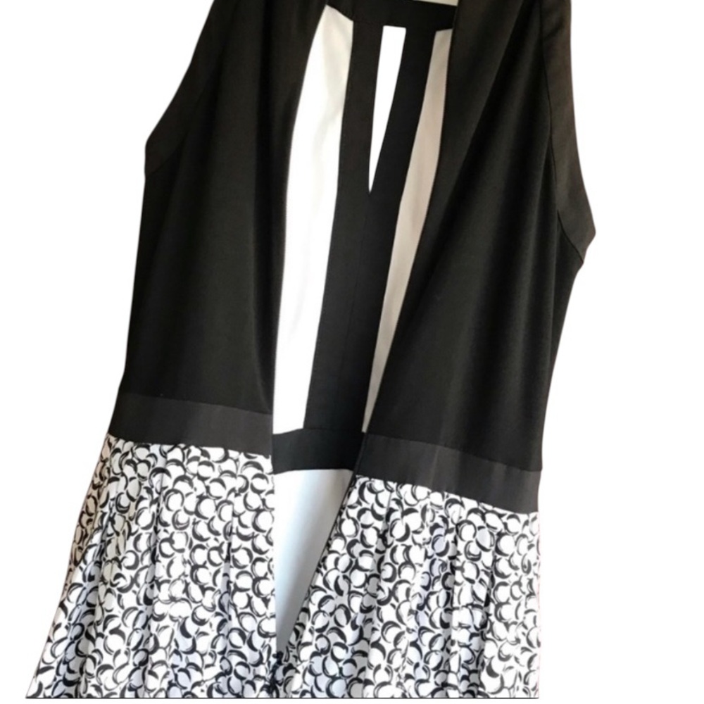 White House Black Market Black and White Halter Midi Sundress - Picture 3 of 12